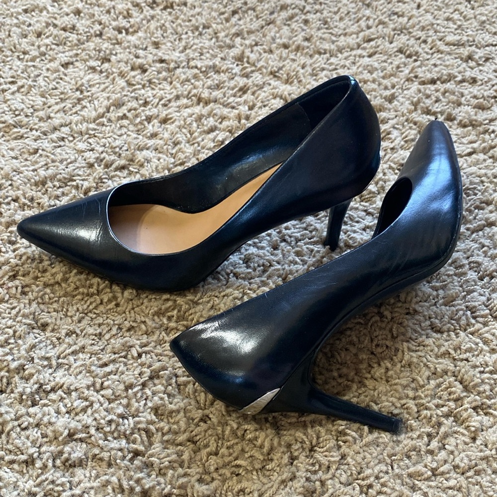 Black leather dress heel